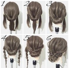 Chignon Simple, Diy Updo, Low Bun Hairstyles, Shoulder Hair