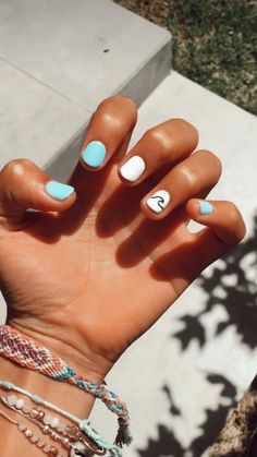 Boho Nails, Country Nails, Summer Gel Nails, Cute Short Nails, Short Gel Nails, Cute Simple Nails