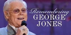 an older man holding a microphone in front of a purple background with the words, reembling george jones