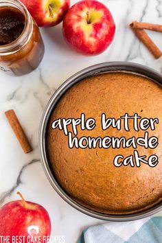 an apple butter homemade cake with cinnamon sticks and apples