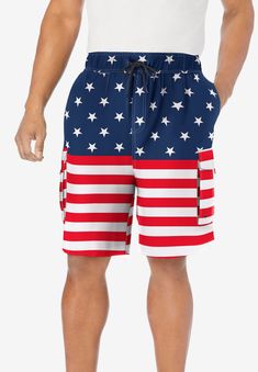 Our specialty cargo swim trunks for big guys, exclusively from KS Island™. Side slant pockets with two side cargo pockets and rear flap Big Guys, Woman Within, Swimsuits For All, Stars And Stripes, Swim Trunks, Item Number, Flap Pocket, Elastic Waist, Comfort Fit