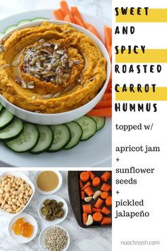 carrot hummus and sweet and spicy roasted carrot hummus are the perfect side dish