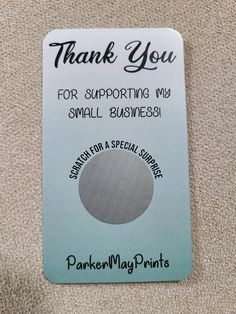 a small business card with the words thank you for supporting my small business on it