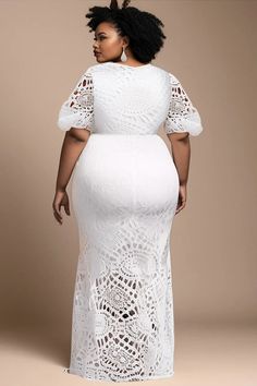 Xpluswear Party Dress Classy Elegant, Lace Dress Styles Ghana, Hair Rack, Lace Maxi Dresses, White Cotton Lace Dress, Hips Workout, Bigger Hips, White Lace Dress Short, Bride Elegant