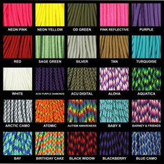 different colors of braiding are shown in this image