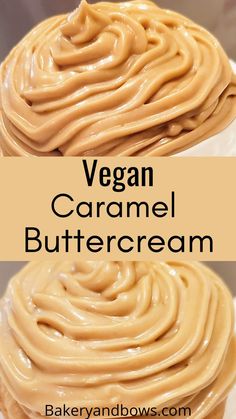 vegan caramel buttercream frosted cupcakes on a white plate