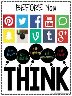 a poster with the words think before you and what is it important to think?