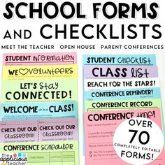 the back to school forms and checklist for students