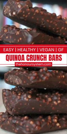 easy healthy vegan gf quinoa crunch bars stacked on top of each other