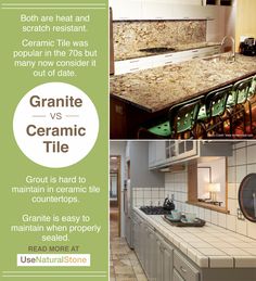 an advertisement for granite vs solid surface