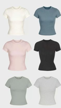 Form Fitting Shirts Women, Slim Shirts Women, Cute Basic Shirts, Tight Tops For Women, Basic T Shirts Women, Tight T Shirt Outfit, Basic Short Sleeve Tops, Cute Basic Tops, Tight Shirts For Women