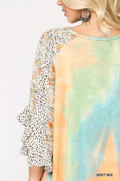 Tie Dye Floral Mix Print Round Neck Tunic Top with Ruffle Sleeves This is 100% Cotton Perfect for you fall gathering with the flowy ruffle sleeves Bell Sleeve Tops For Fall Brunch, Fall Bell Sleeve Tops For Brunch, Bell Sleeve Tops For Brunch In Fall, Bohemian Tops With Elastic Sleeves For Fall, Flowy Ruffled Tops With Butterfly Sleeves, Bohemian Top With Elastic Sleeves For Fall, Fall Bohemian Top With Elastic Sleeves, Bohemian Flutter Sleeve Tops For Spring, Cotton Blouse With Flutter Sleeves For Fall