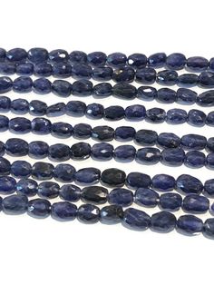 three strands of blue glass beads