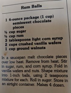 the recipe for rum balls is shown here