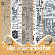 vintage newspaper scrapbook paper double - sided sheets