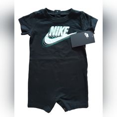 New With Tags Nike Baby Romper Size 6m Black With Teal Nike Logo Ships Within 1 Business Day Black Short Sleeve Onesie For Summer, Black Cotton Onesie For Summer, Black Short Sleeve Onesie For Playwear, Black Cotton Onesie For Playwear, Reborn Clothes, Teal Nikes, Nike Baby, Nike Bottoms, Themed Room