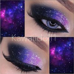 Cosmic Makeup Looks, Cosmic Makeup Galaxy Eyes, Galaxy Eye Makeup, Make Up Yeux, Galaxy Eyeshadow, Iris Photography, Galaxy Wedding, Galaxy Makeup, Galaxy Eyes