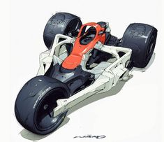 a drawing of a race car with wheels and tires