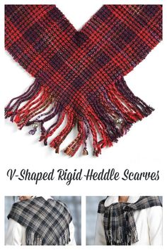 an image of a scarf with fringes on it and the words, v - shaped plaid