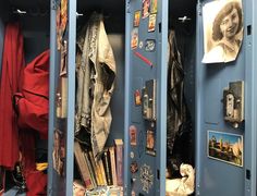 a blue locker filled with lots of items