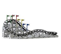 a roller coaster is shown with many colors and designs on the top half of it