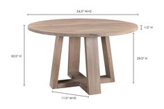 a table with measurements for the top and bottom section, including an oval wooden table