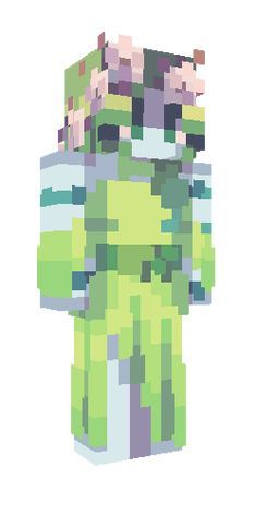 a pixellated image of a person in green and white