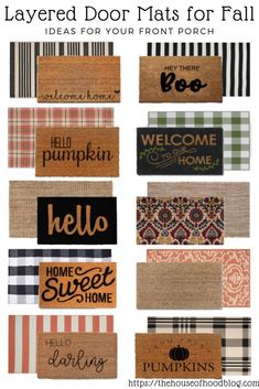 several different door mats for fall