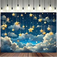 an image of stars and clouds in the night sky wallpaper mural decal set