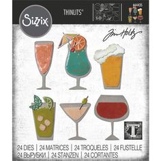 a poster with different types of cocktails and drinks on it's side, including two