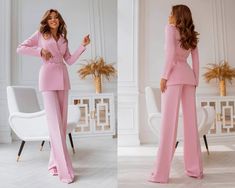 Pink Women Oversize Suit Set Elegant Cocktail Office Work - Etsy Light Pink Suits Women, Office Couture, Corporate Barbie, Oversize Suit, Pink Suits Women, Interview Fits, Women Suits Wedding, Prom Inspo, Suits Wedding