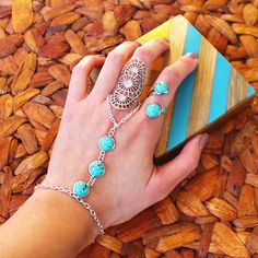 Lots of pretty boho jewels that would make the perfect Christmas gift for your bohemian friends! Here is our Zelda ring with Skye hand chain & ring. #bohemian #turquoise #bohojewelry #jewelry #statementring #rings #christmasgifts #giftideas #christmasgiftsideas #giftsforfriends #bohemianjewelry #statementjewelry #handchain #uniquejewelry #turquoisejewelry #slavebracelet #gypsy #festival