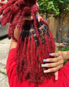 Hair Color On Locs, Maroon Locs, Color On Locs, Locs On Women, Color Locs, Natural Hair Journey Tips, Hair Journey Tips