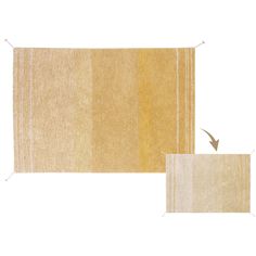 two different colors of rugs with one yellow and the other beige on each side