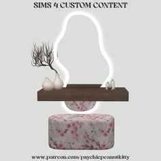 an image of a table with vases on it and the text sims 4 custom content