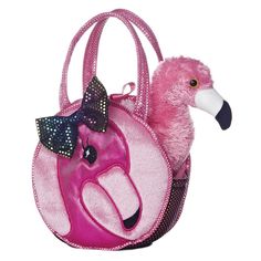 Fancy Pals - Fabulous Flamingo Pet Carrier 7in Flamingo Stuffed Animal, Flamingo Purse, Flamingo Toy, Flamingo Plush, Flamingo Fashion, Pink Stuffed Animals, Flamingo Gifts, Flamingo Decor, Teddy Bear Stuffed Animal