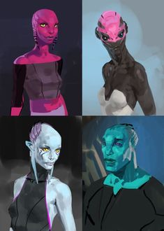 four different colored avatars are shown in the same style as each character's body