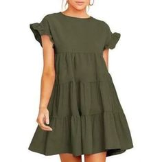 Size Large Nwt Adyson Parker Ruffle Tier Dress. Has Pockets And Ruffle Sleeves! Linen Blend New With Tags Unworn. Color Dark Leaf Green From Nordstrom Make An Offer! Casual Solid Color Tiered Dress, Casual Shift Mini Dress With Ruffles, Casual Cotton Ruffle Dress With Short Sleeves, Casual Cotton Ruffle Dress With Ruffle Sleeves, Green Knee-length Ruffle Dress For Summer, Casual Cotton Tiered Dress With Ruffles, Summer Solid Color Knee-length Ruffle Dress, Solid Color Knee-length Ruffle Dress For Summer, Short Sleeve Tiered Dress For Summer