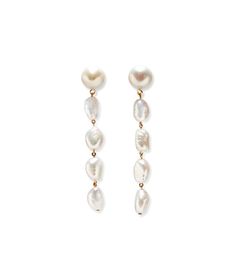 Cairo Earrings. Columns of freshwater pearls linked with loops of gold-plated brass. Lizzie Fortunato Earrings, Girl With Pearl Earring, Hoop Charms, Lizzie Fortunato, Brass Gold, Earring Sale, Fine Earrings, Elegant Earrings, Pearl Drop