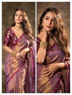 Silk Saree Blouse Styles, Tissue Saree Look, Saree Wearing Styles, Saree Wearing, Backless Blouse Designs, Traditional Blouse Designs, Fashionable Saree Blouse Designs