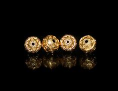 Lot of four genuine 22 karat gold vermeil beads featuring a wire work circles motif. Diameter is 9mm. Hole size is 1.5mm Weight is 6.1 grams. Check out our 22 karat gold vermeil beads: https://www.etsy.com/shop/KartiniStudio?ref=hdr§ion_id=16821428 Round Spacer Beads For Gifts, Traditional Jewelry With Bead Caps And Round Beads, Large Round Beads For Jewelry Making, 8mm Rondelle Beads For Jewelry Making, Round Polished Beads For Jewelry Making, Polished Round Beads For Jewelry Making, Large Rondelle Beads For Jewelry Making, Gold Beads With Bead Caps For Gifts, Gold Large Beads Gems And Cabochons For Gifts