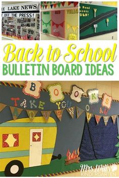 back to school bulletin board ideas with pictures and text overlay that says back to school bulletin board ideas