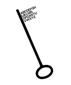 a black and white drawing of a magnifying glass with the words alphabet on it