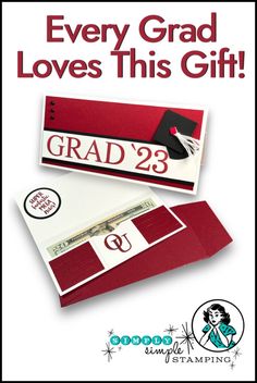 a graduation card with the words grad on it and an envelope that says, every graduate loves this gift