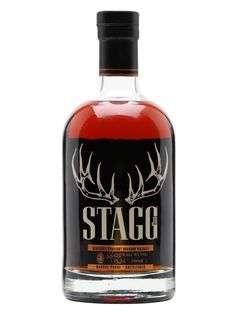 a bottle of stagg whiskey on a white background