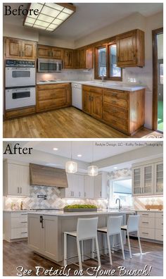 before and after pictures of a kitchen remodel