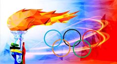 the olympic logo is shown in this artistic photo, with an umbrella and flame coming out of it