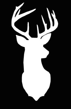 the silhouette of a deer's head is shown in white on a black background