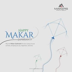 happy makar sanki with kites flying in the sky