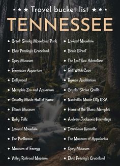 the tennessee travel bucket list is shown